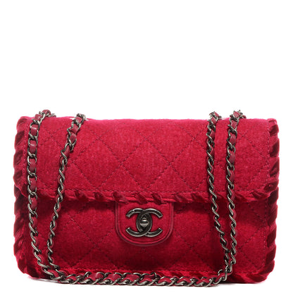 Chanel Fancy Felt Flap Dark Pink 1 of 9