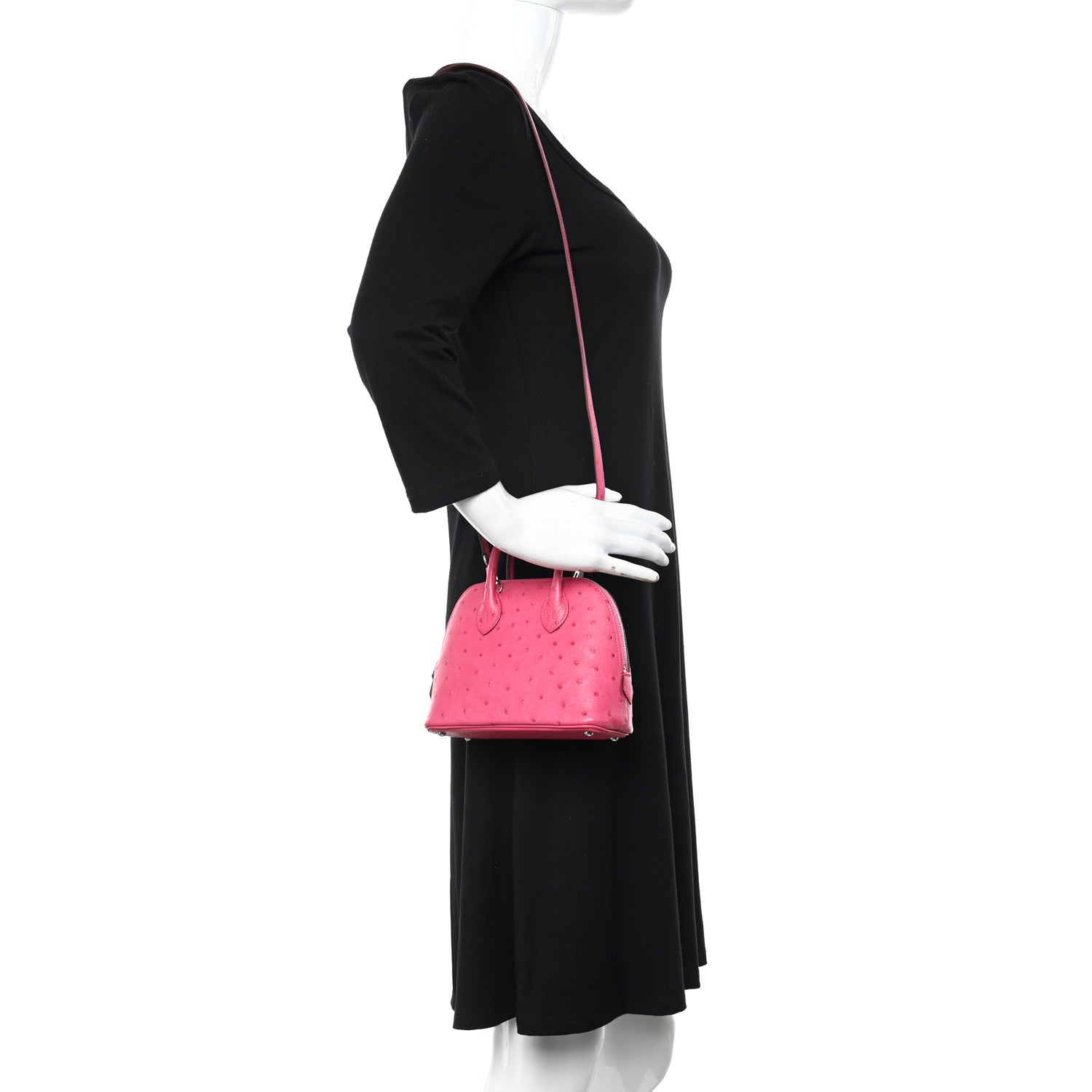 Hermes Ostrich Bolide Mini 1923 Rose Tyrien 2 of 9