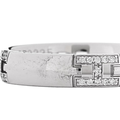 Hermes 18K White Gold Diamond Ever Herakles Wedding Band Ring 51 5.75 6 of 6