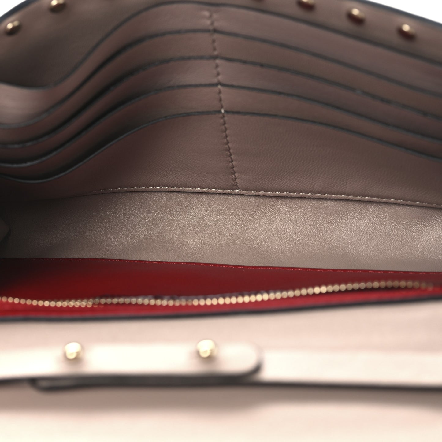 Lambskin Rockstud Spike Wallet on Chain Poudre