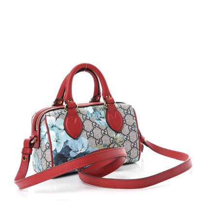 Gucci GG Supreme Monogram Blooms Mini Boston Navy Blue Hibiscus 3 of 10
