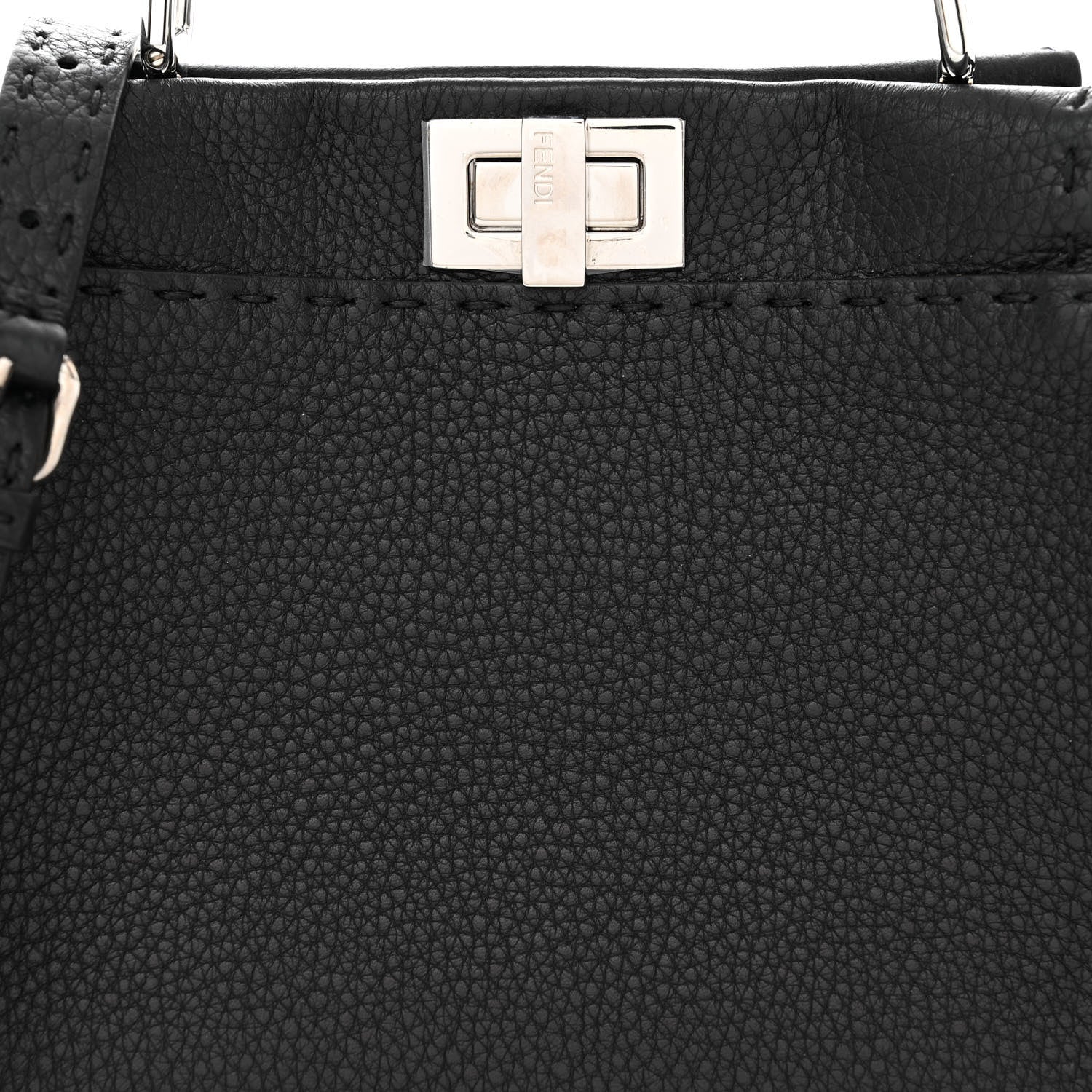 Fendi Cuoio Romano Selleria Bi-Color Mini Peekaboo Iconic Satchel Black Mou 9 of 11
