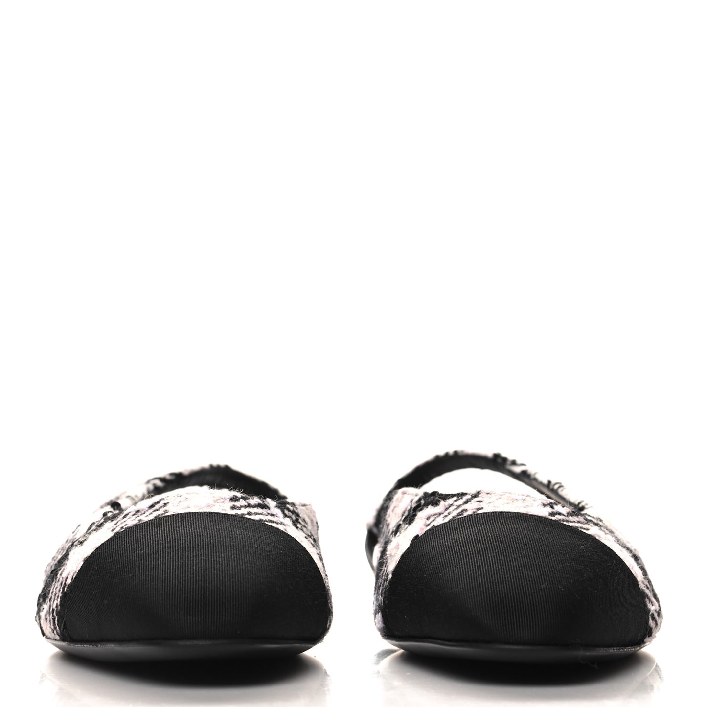 Tweed Cap Toe CC Slingback Flats 40 Black Pink White