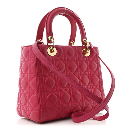 Christian Dior Lambskin Cannage Medium Lady Dior Fuchsia 2 of 11