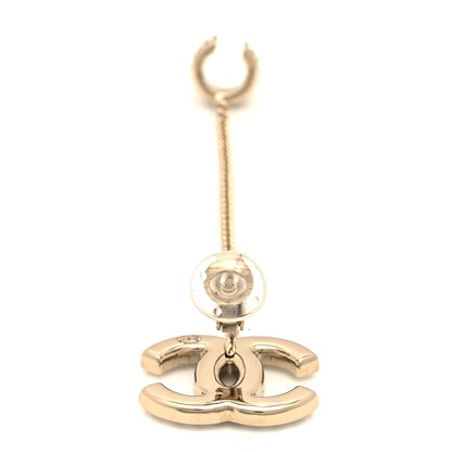 Chanel Crystal CC Chain Cuff Single Clip On Earring Gold Pearly White 4 of 5