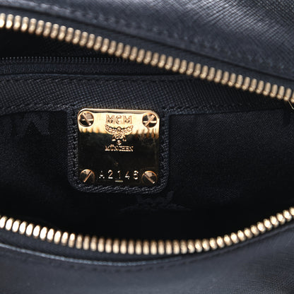 MCM Grained Calfskin Studded Boston Bag Black 6 of 14