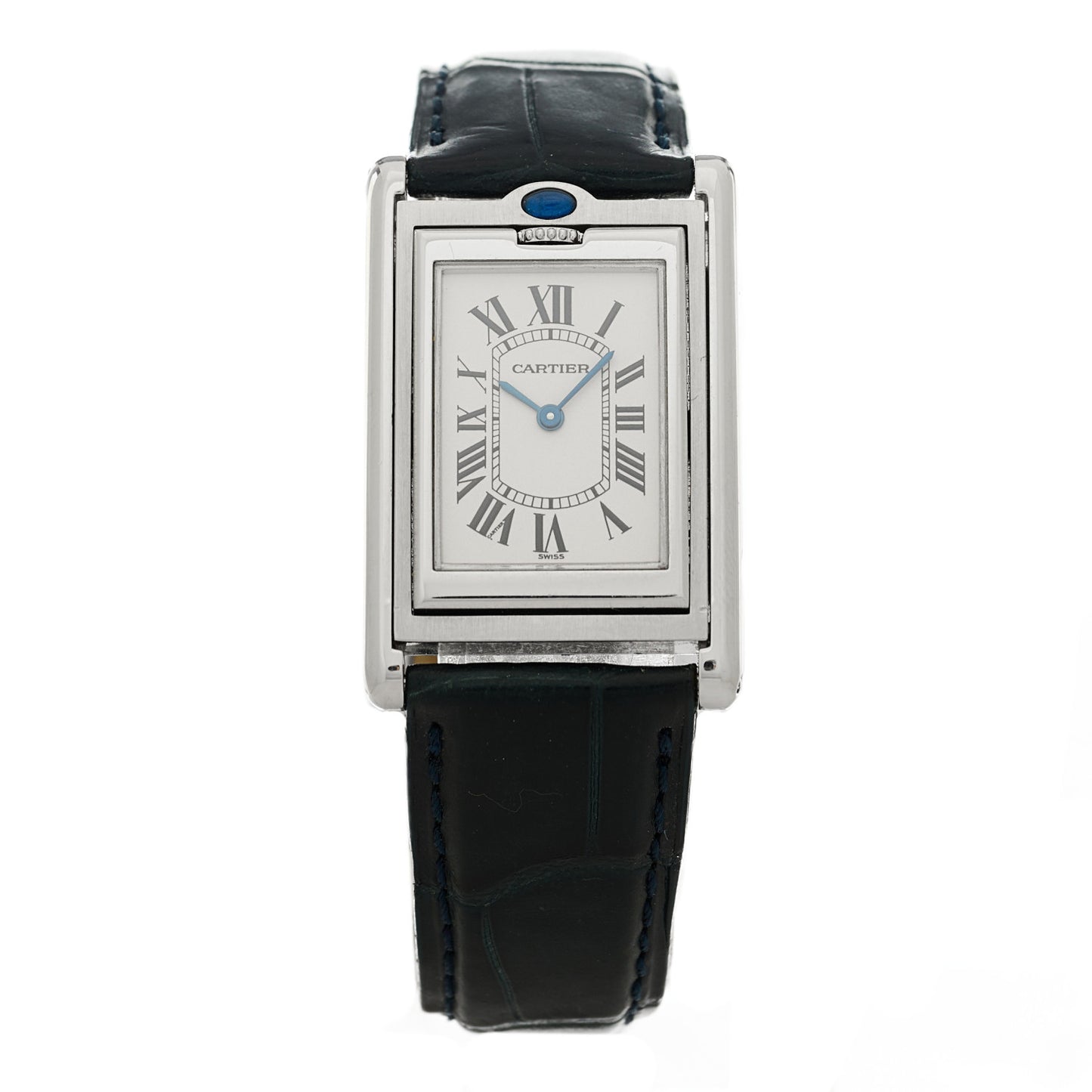 Stainless Steel Alligator 24mm Tank Basculante Quartz Watch