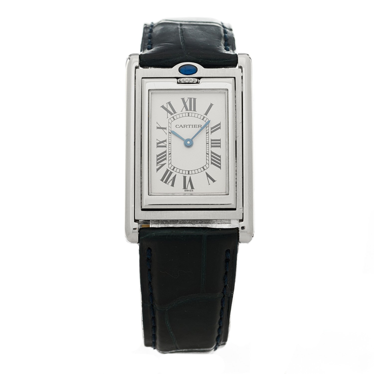 Cartier Stainless Steel Alligator 24mm Tank Basculante Quartz Watch 1 of 5