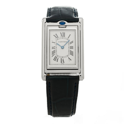Cartier Stainless Steel Alligator 24mm Tank Basculante Quartz Watch 1 of 5