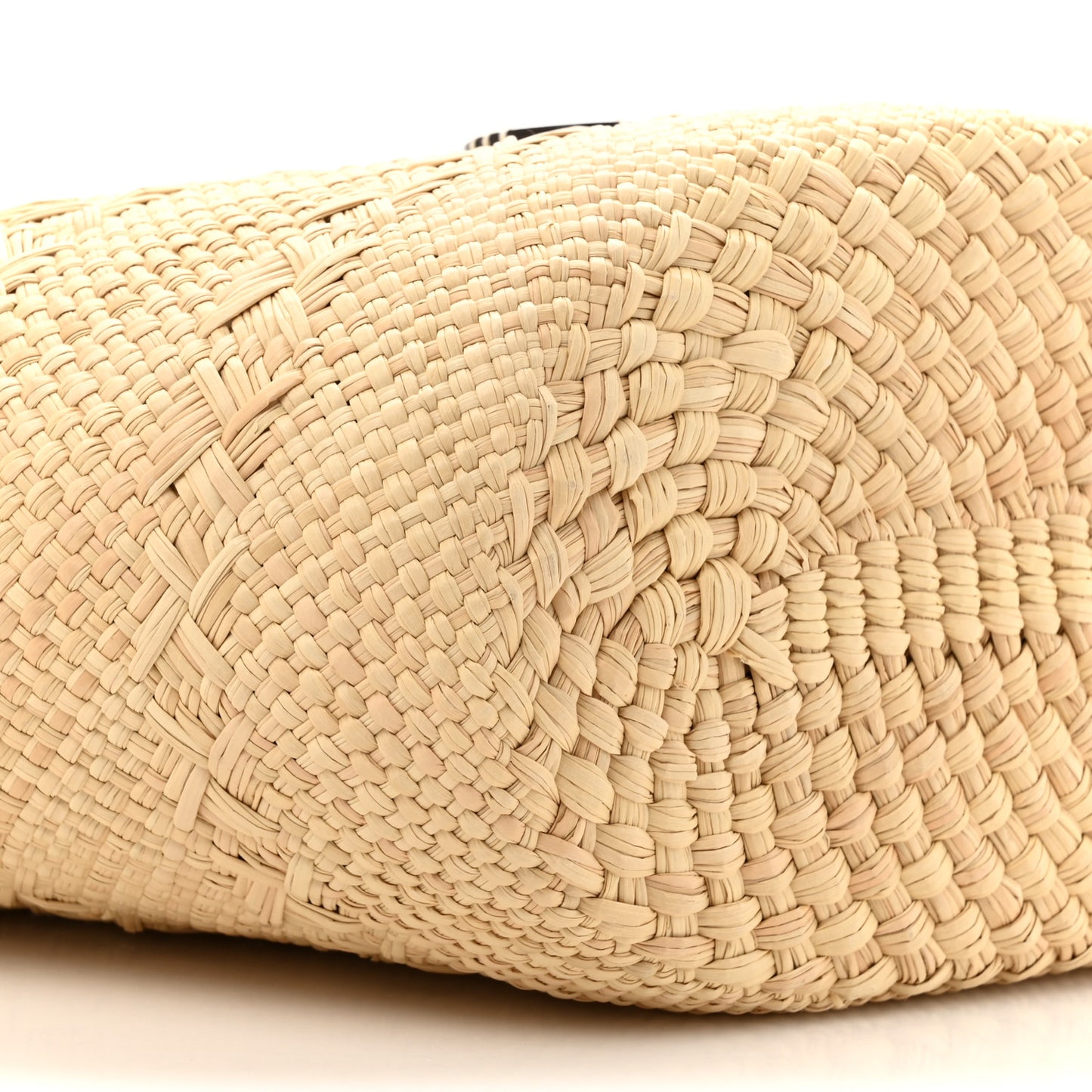 Calfskin Raffia Paulas Ibiza Medium Anagram Basket Tote Bag Natural Tan