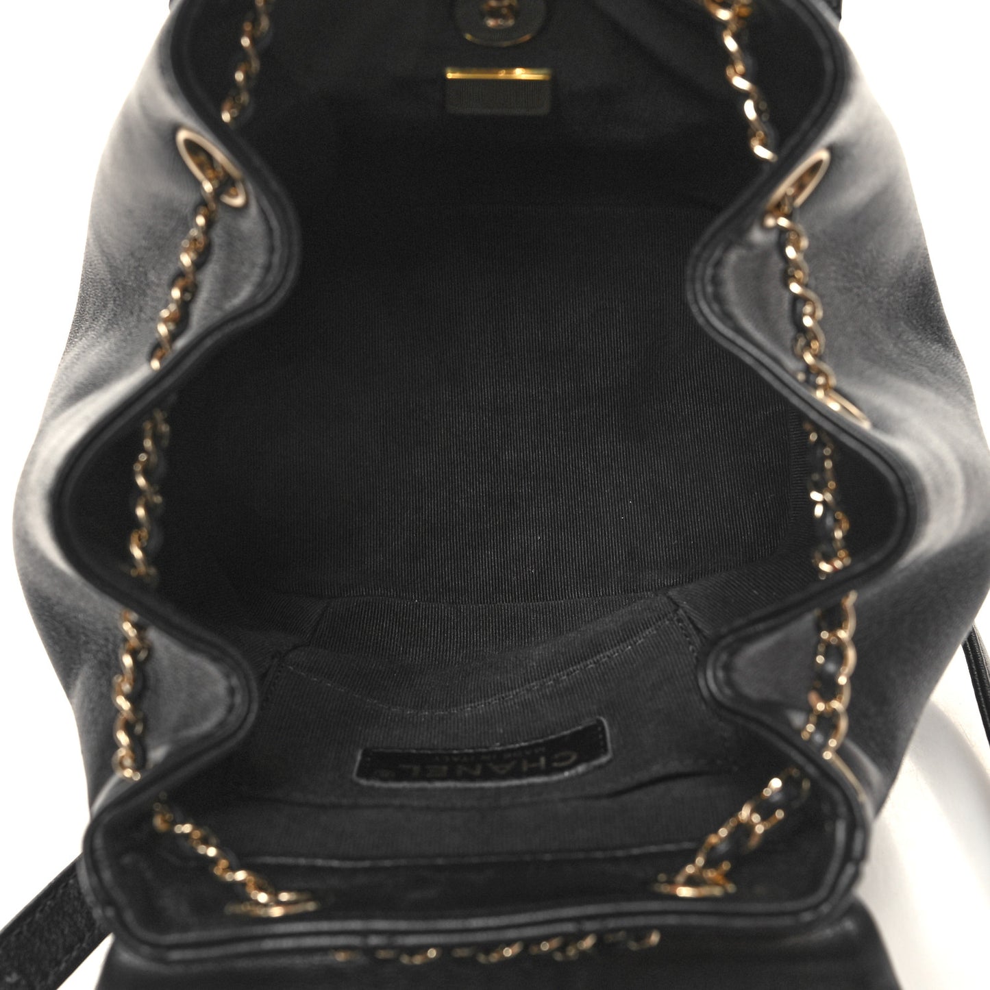 Lambskin Quilted Small Duma Drawstring Backpack Black