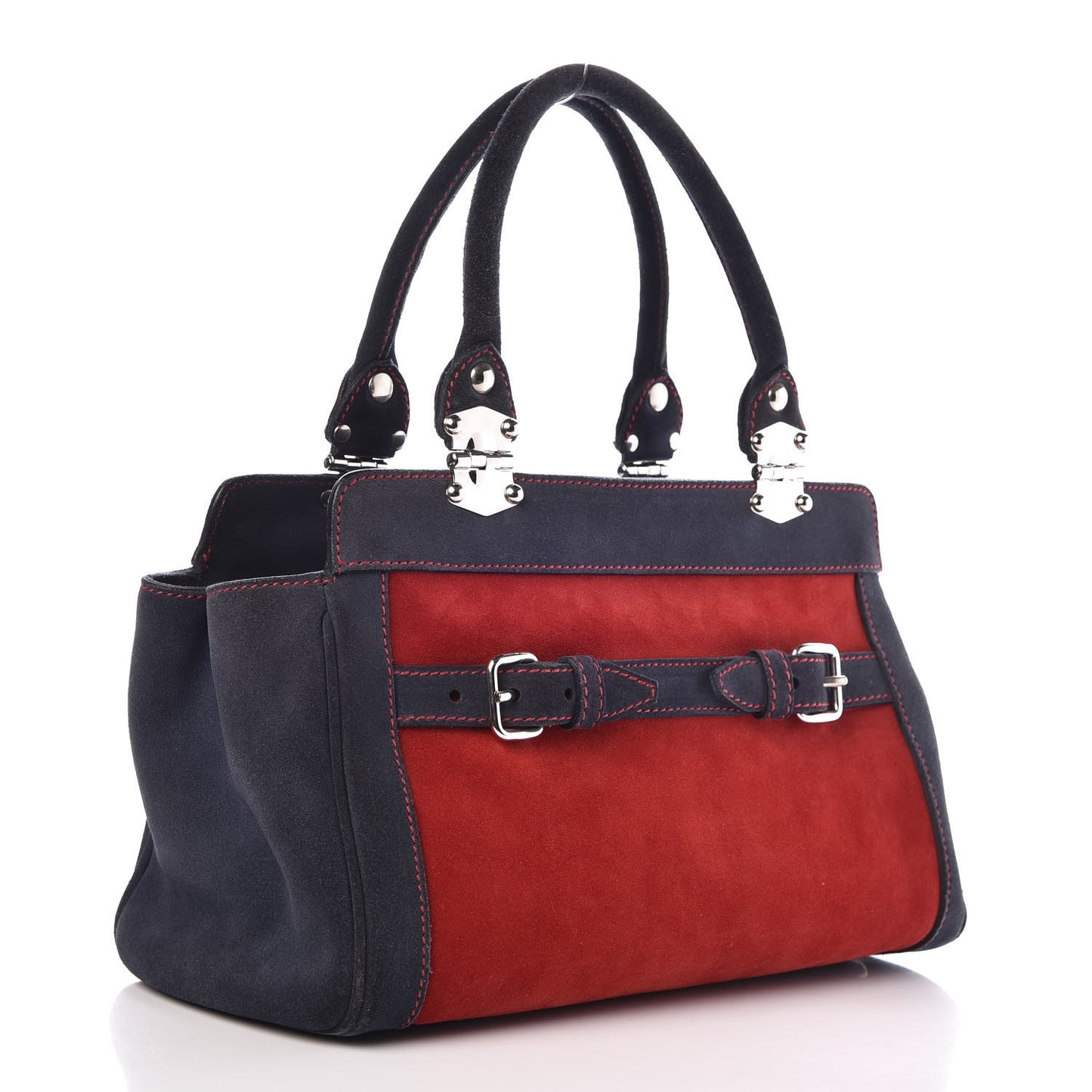 Suede Tote Red Blue