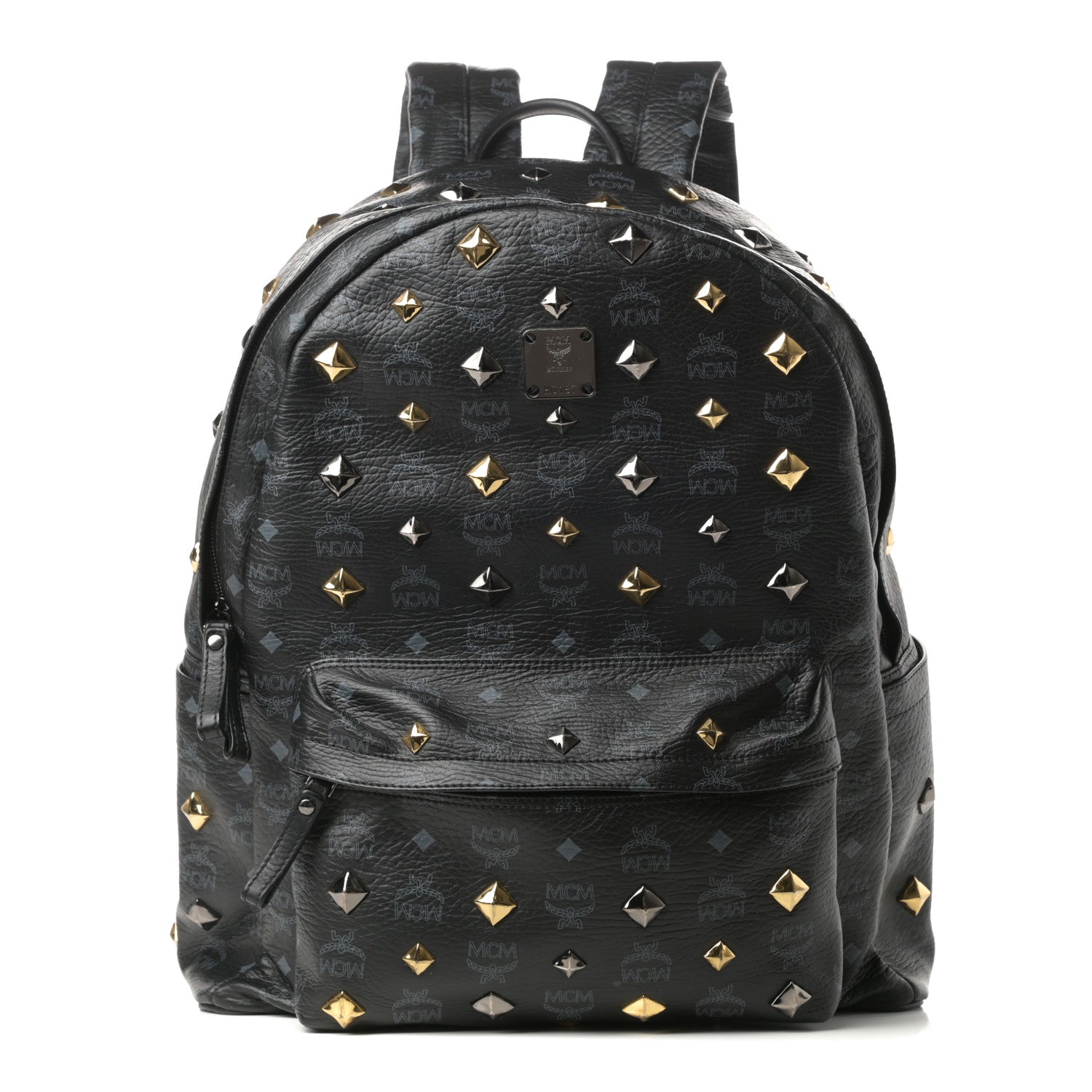 MCM Visetos Medium Studded Stark Backpack Black 1 of 13