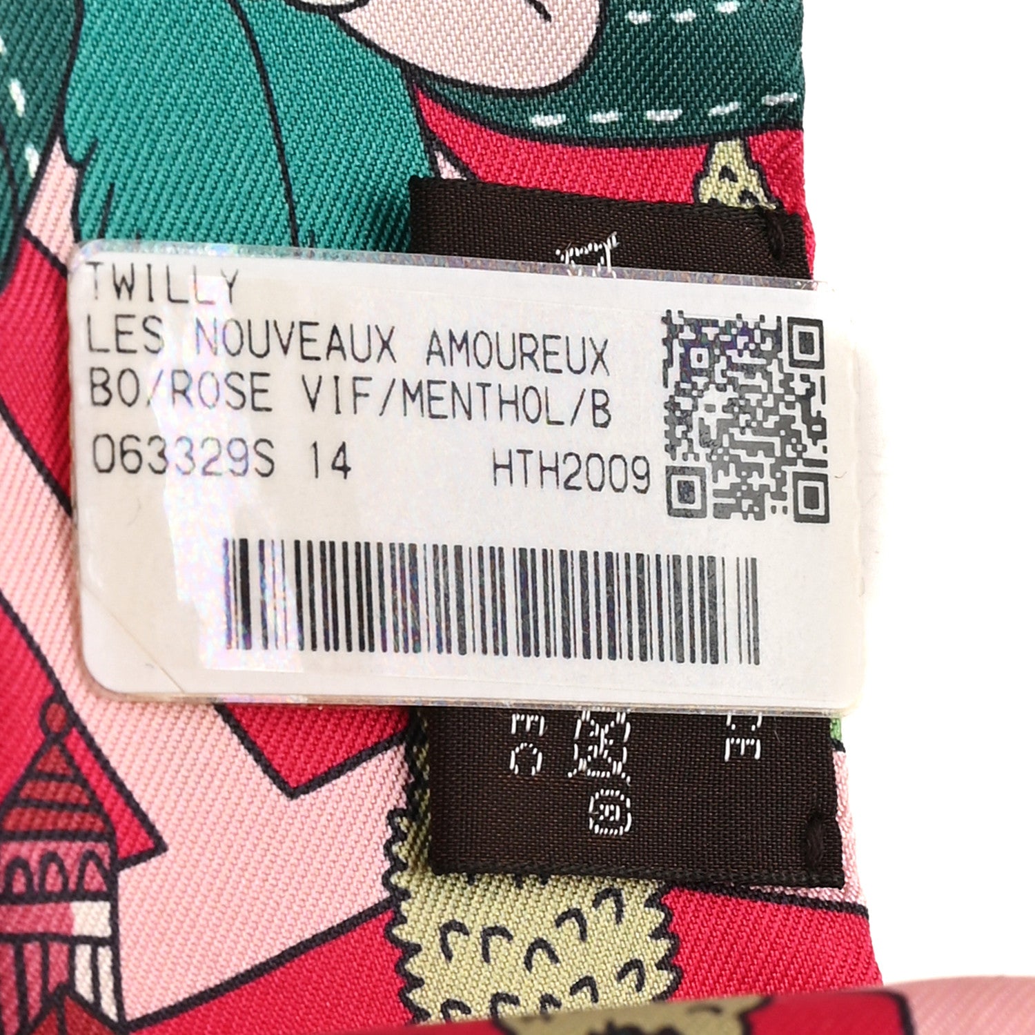 Hermes Silk Les Nouveaux Amoureux de Paris Twilly  Rose Vif Menthol Bordeaux 3 of 3