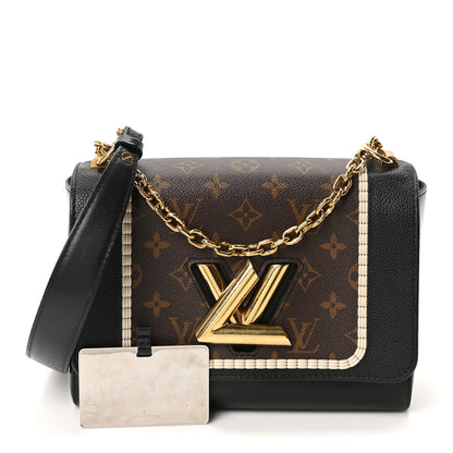 Louis Vuitton Calfskin Monogram Braided Twist Shoulder Bag MM Black 3 of 10
