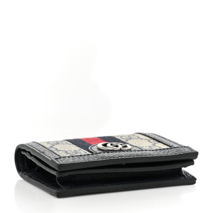 Gucci GG Supreme Monogram Textured Dollar Calfskin Web Ophidia Card Case Beige Blue 4 of 11