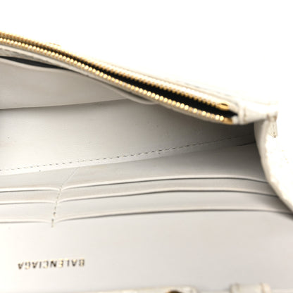Balenciaga Shiny Calfskin Crocodile Embossed Hourglass Chain Bag White 5 of 10