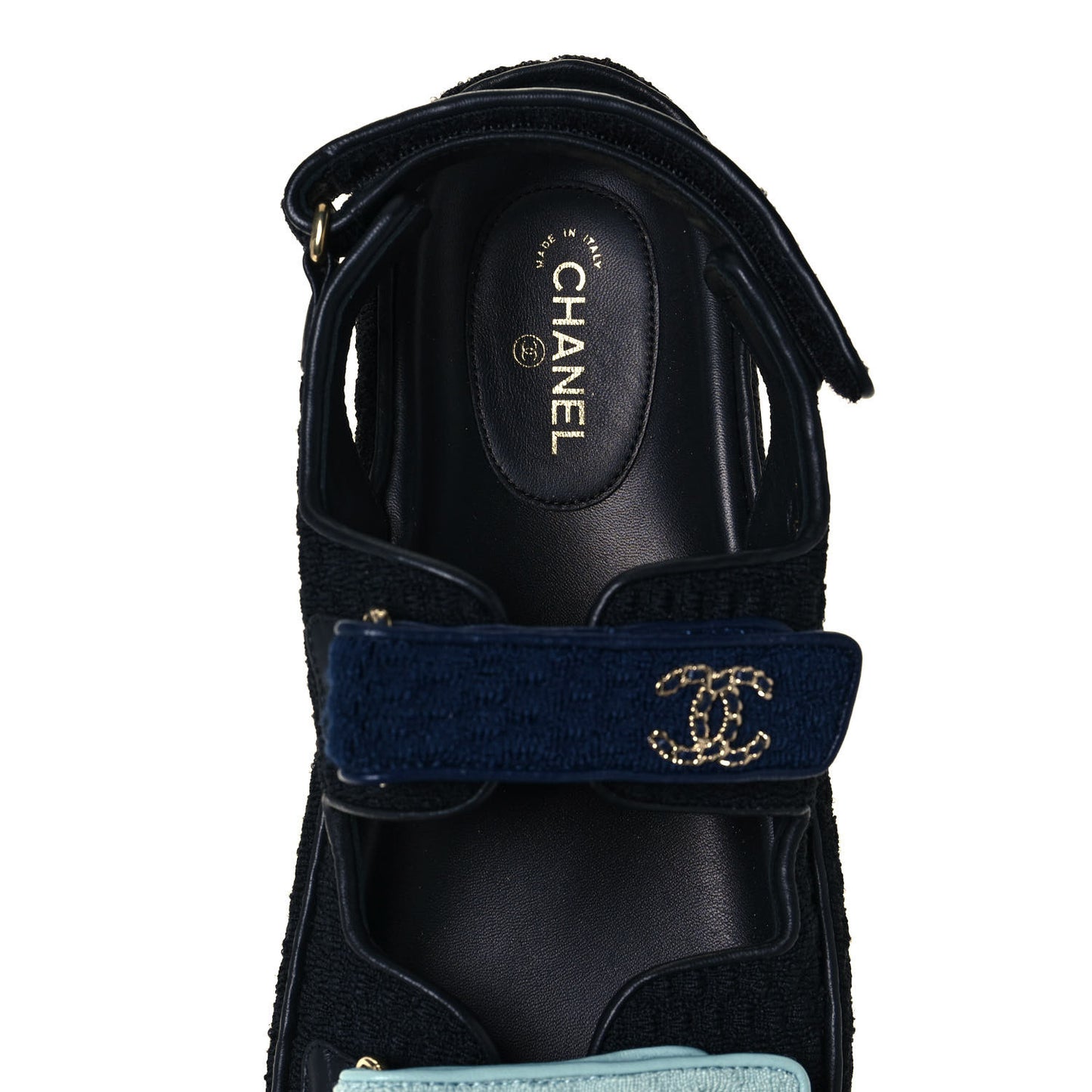 Knit Fabric Velcro Dad Sandals 41 Black Dark Blue Light Blue