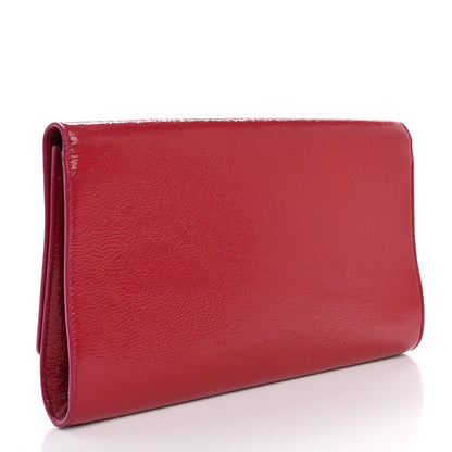 Saint Laurent Textured Patent Monogram Large Belle De Jour Clutch Fuchsia 3 of 11