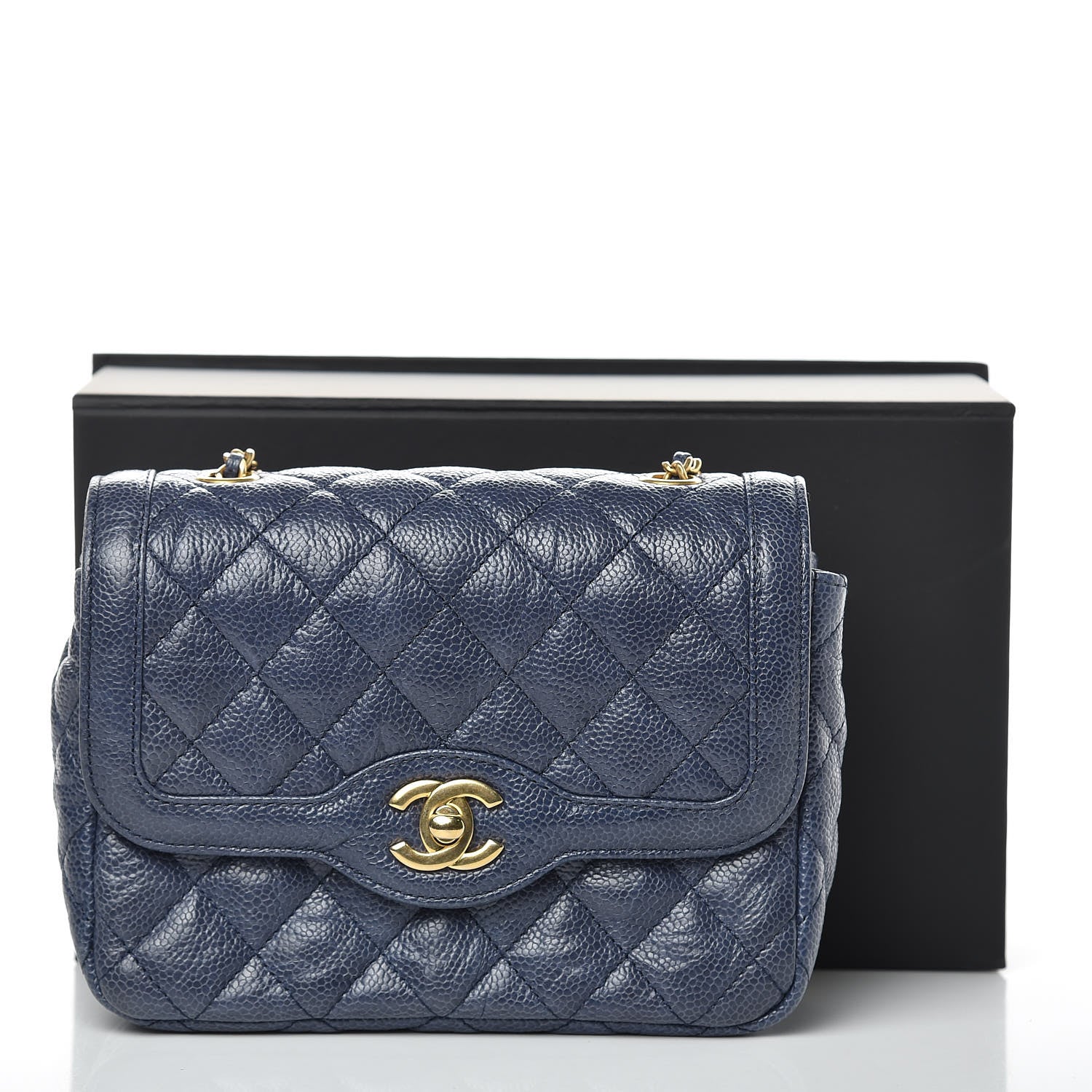 Chanel Crumpled Grained Calfskin Quilted Mini Two Tone Flap Blue 10 of 10