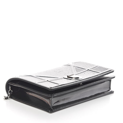 Christian Dior Metallic Patent Micro-Cannage Diorama Wallet on Chain Pouch Onyx Black 4 of 9