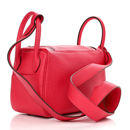 Hermes Taurillon Clemence Mini Lindy 20 Framboise 3 of 10
