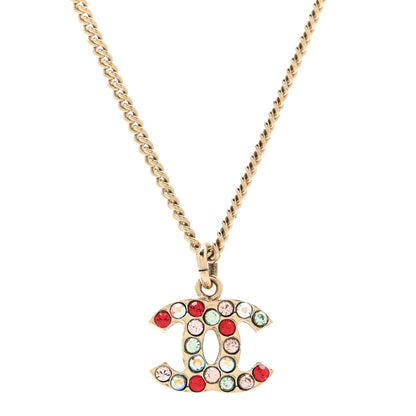 Chanel Crystal CC Necklace Gold Multicolor 4 of 5