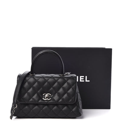 Chanel Caviar Lizard Quilted Mini Coco Handle Flap Black 9 of 9