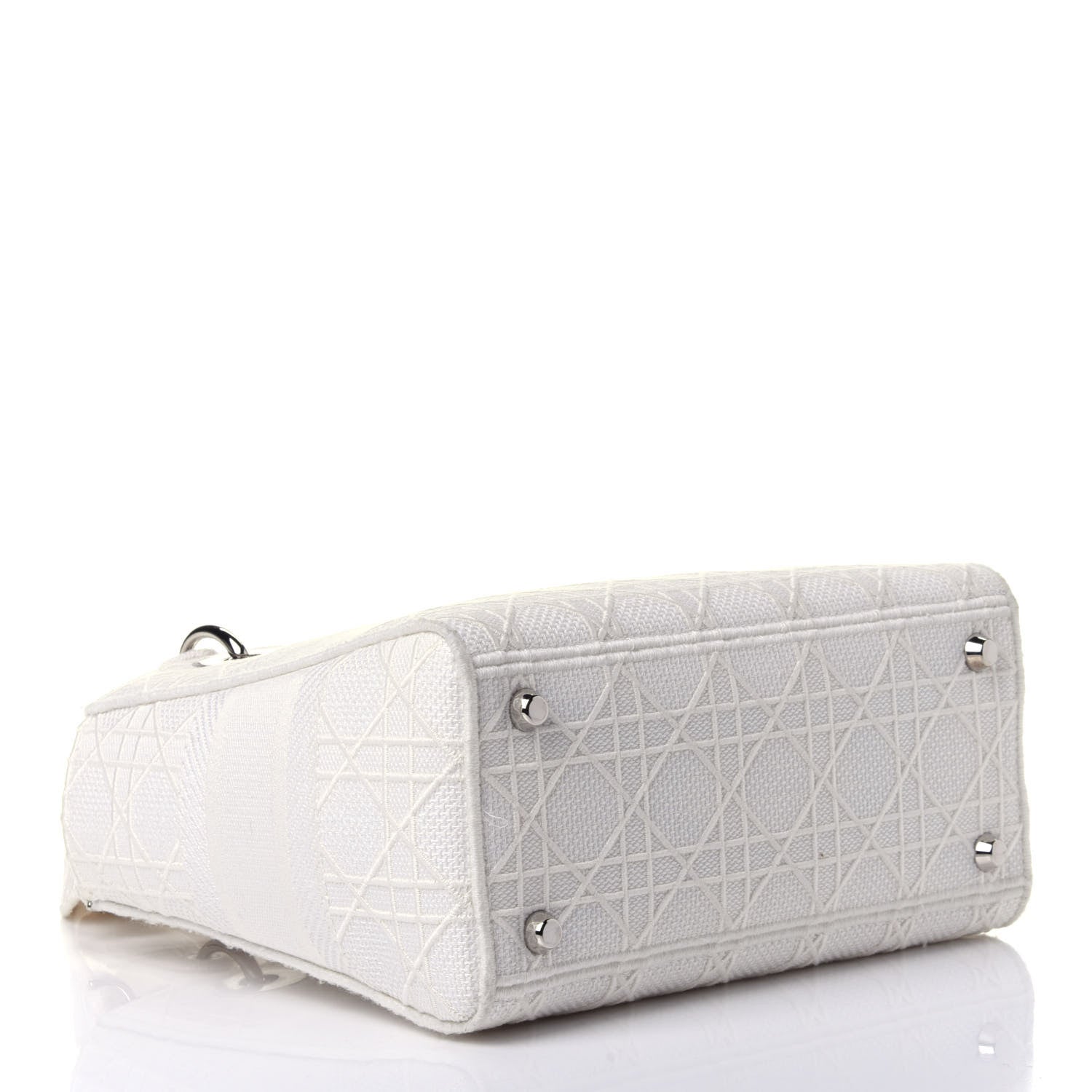 Christian Dior Canvas Embroidered Cannage Medium Lady D-Lite White 3 of 10