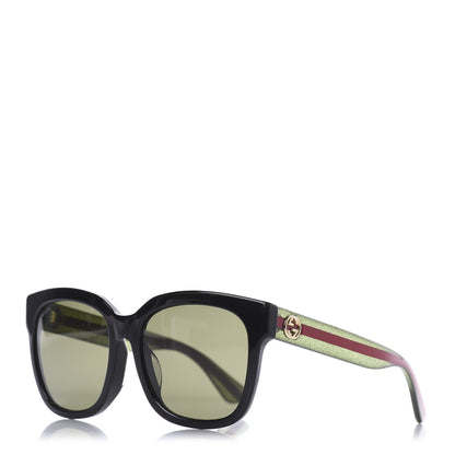 Gucci Square Frame Glitter Sunglasses GG0034SA Black Green 1 of 5