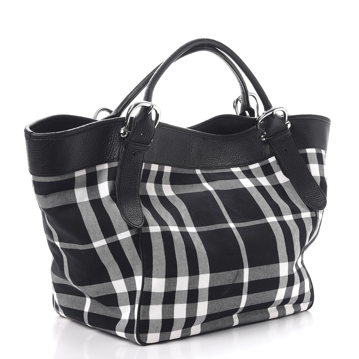Calfskin Beat Check Tote Black