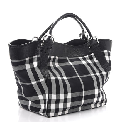 Burberry Calfskin Beat Check Tote Black 4 of 11