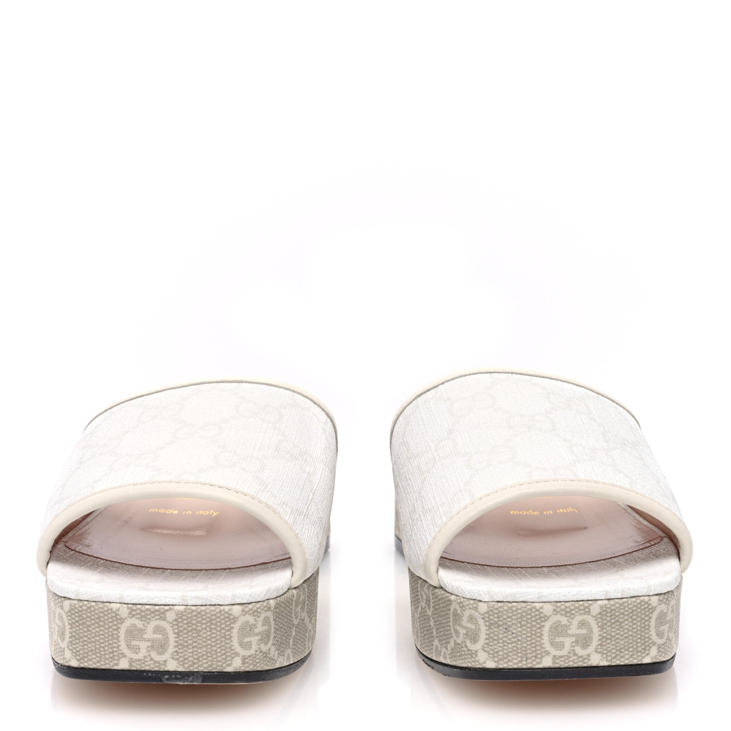 Gucci GG Supreme Monogram Malaga Kid Platform Mule Sandals 37 White Mystic White 3 of 7