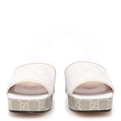 Gucci GG Supreme Monogram Malaga Kid Platform Mule Sandals 37 White Mystic White 3 of 7