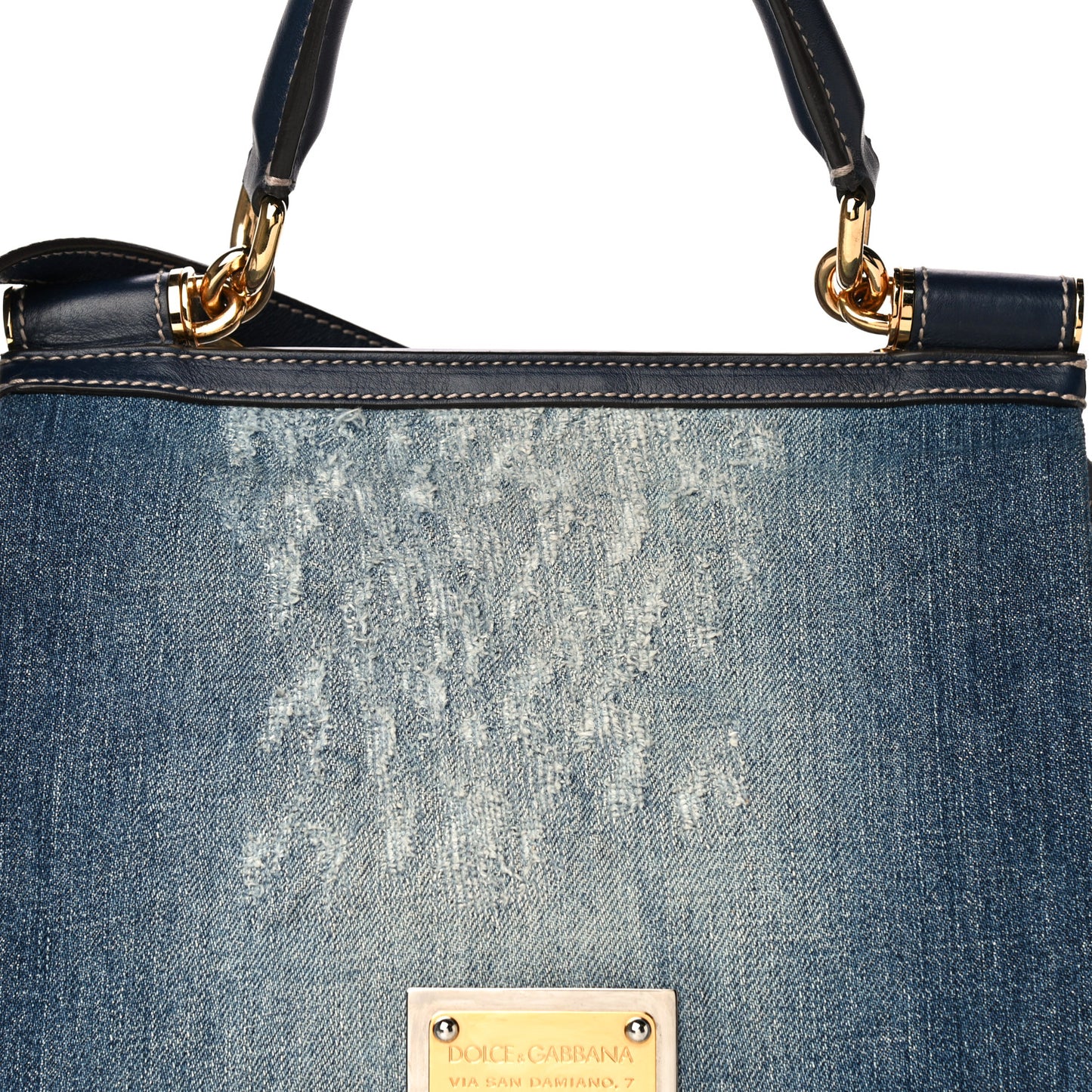 Distressed Denim Miss Sicily Satchel Blue Jeans