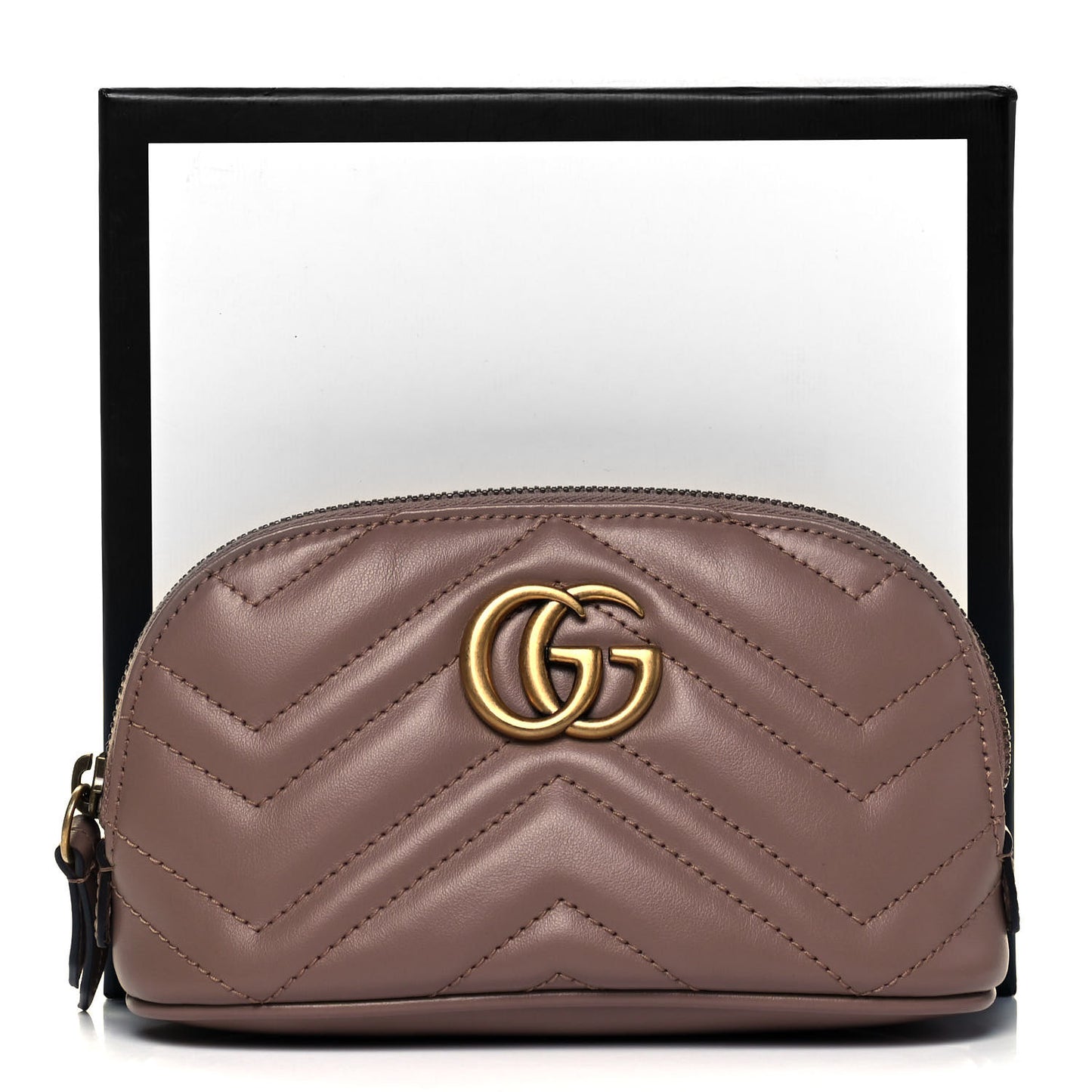 Calfskin Matelasse GG Marmont Pouch Cosmetic Case Porcelain Rose