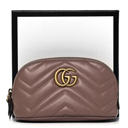 Gucci Calfskin Matelasse GG Marmont Pouch Cosmetic Case Porcelain Rose 10 of 10