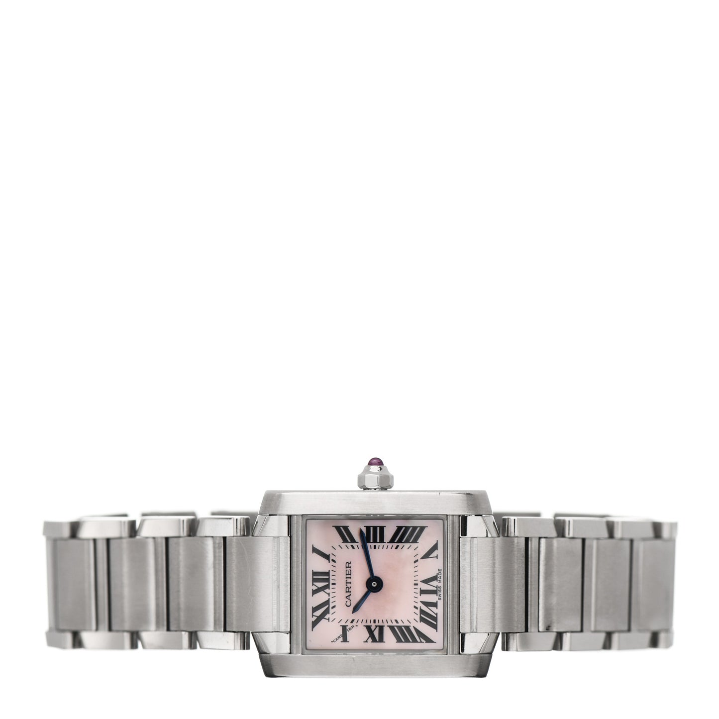 Stainless Steel Pink Mother of Pearl 20mm Tank Francaise Quartz Watch