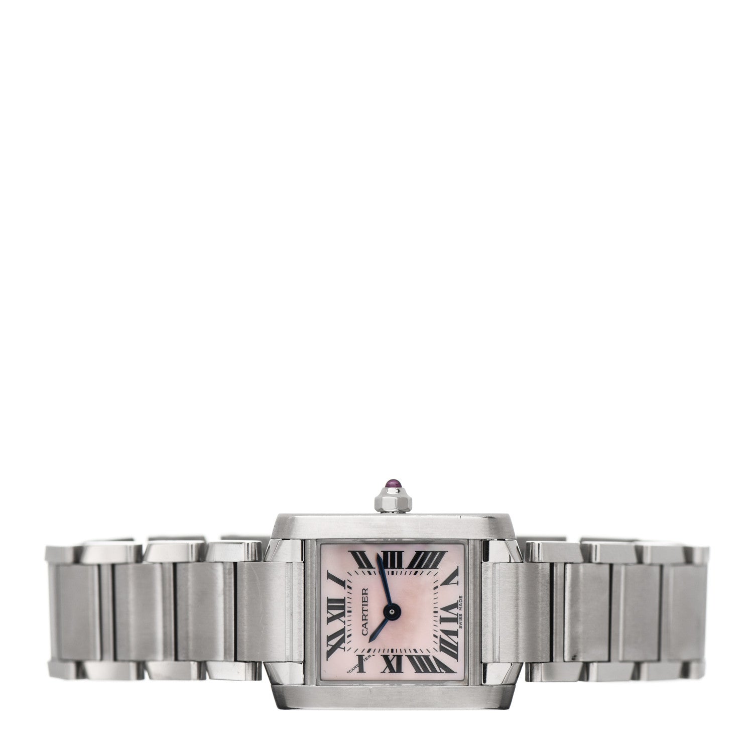 Cartier Stainless Steel Pink Mother of Pearl 20mm Tank Francaise Quartz Watch 2 of 4