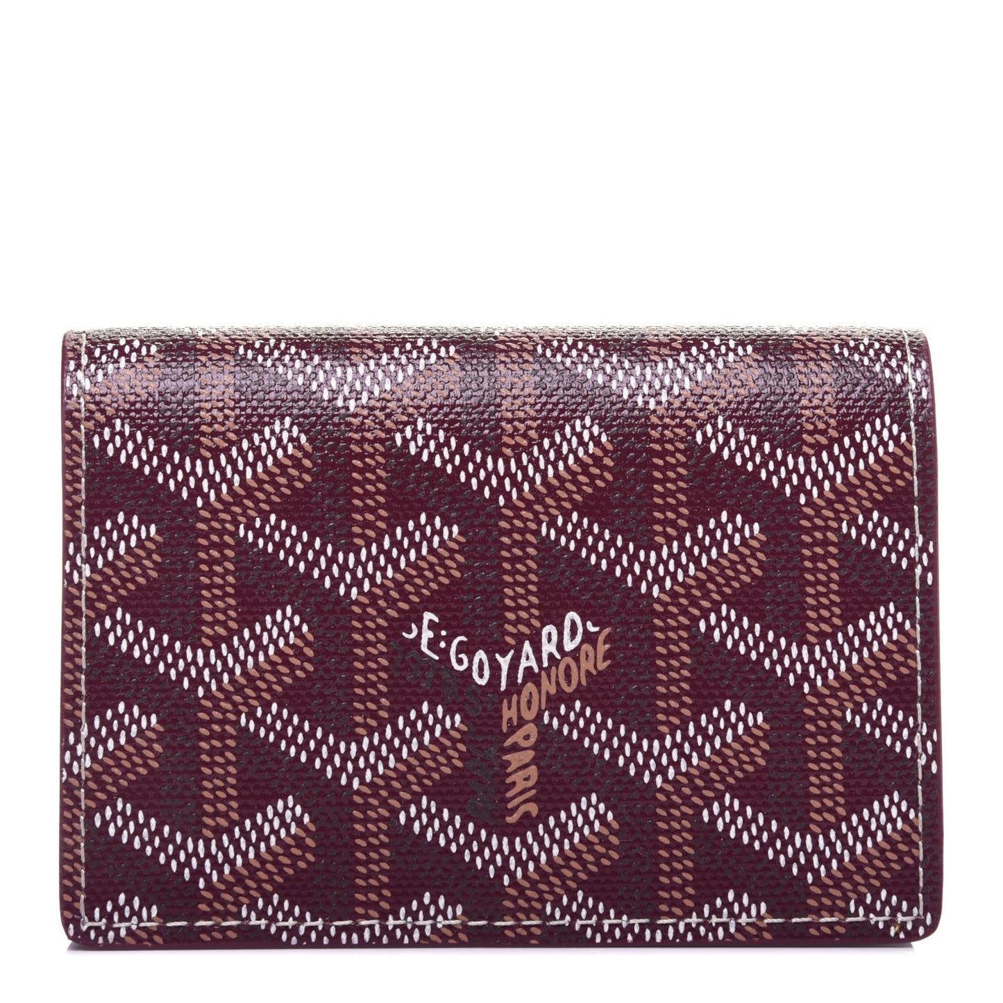 Goyardine Business Card Holder Burgundy