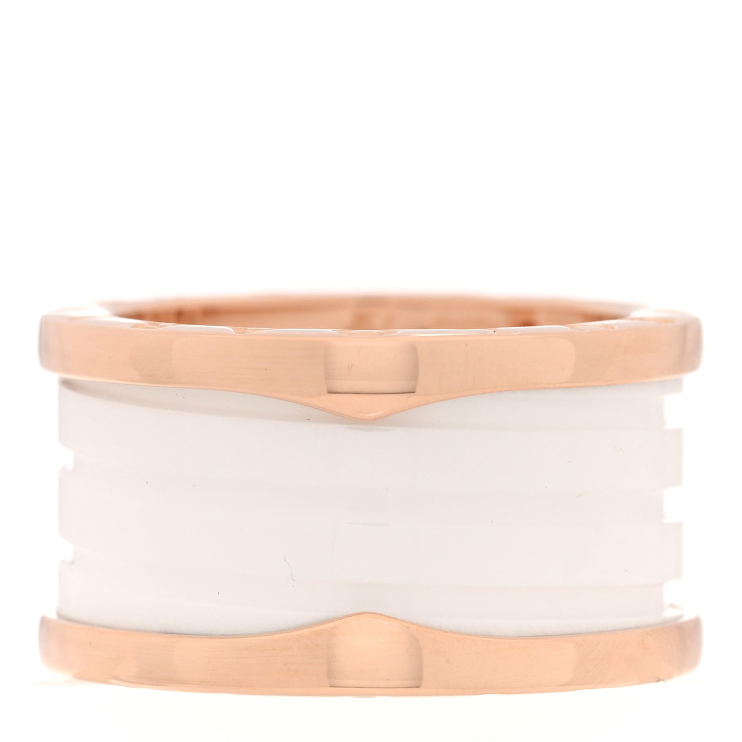 18K Rose Gold White Ceramic B.Zero1 Four-Band Ring 54 6.75