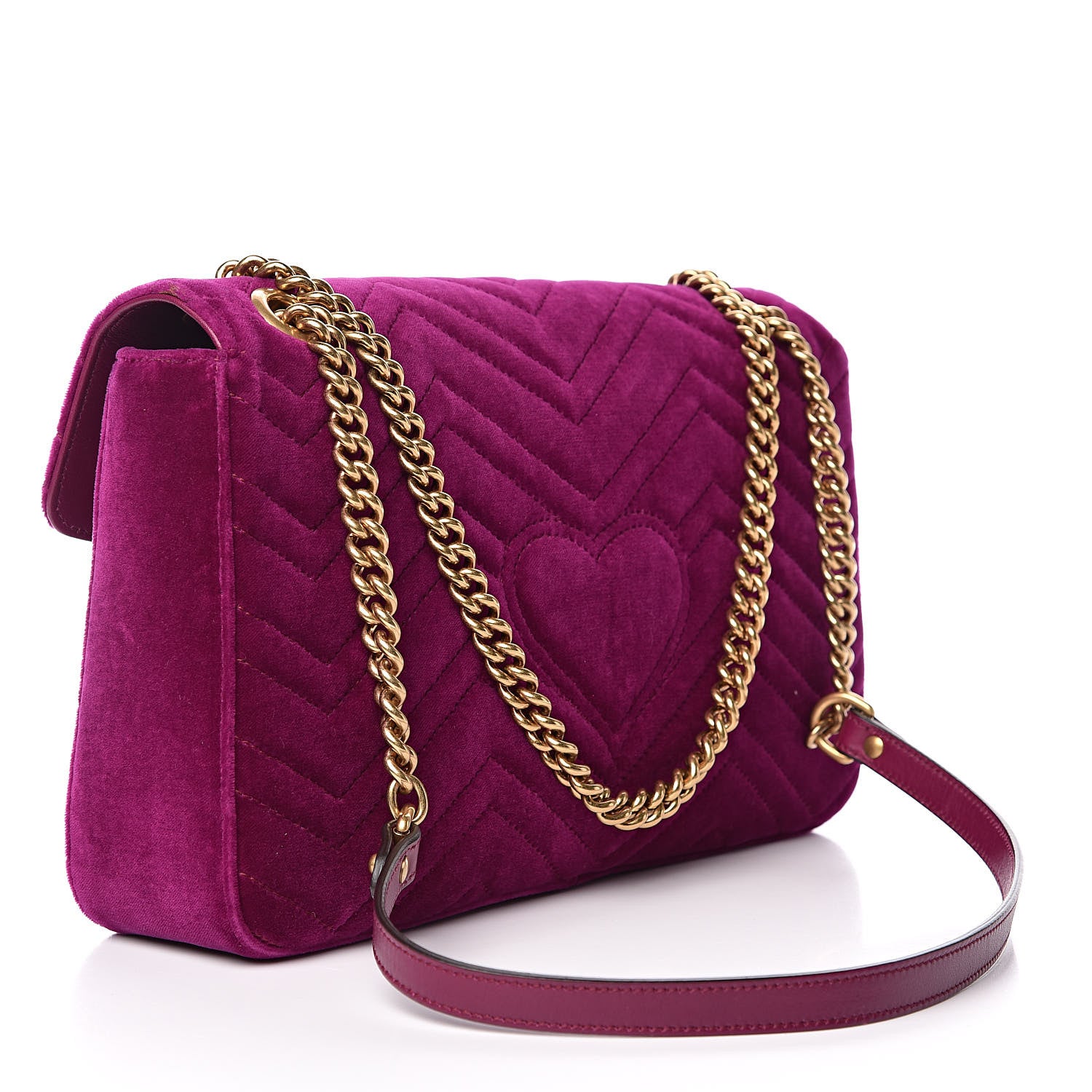 Gucci Velvet Matelasse Medium GG Marmont Shoulder Bag Fuchsia Violet Cyclamen 3 of 13