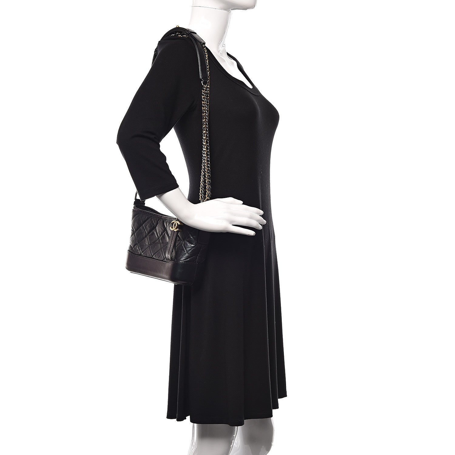 Chanel Iridescent Aged Calfskin Quilted Small Gabrielle Hobo Black 2 of 13