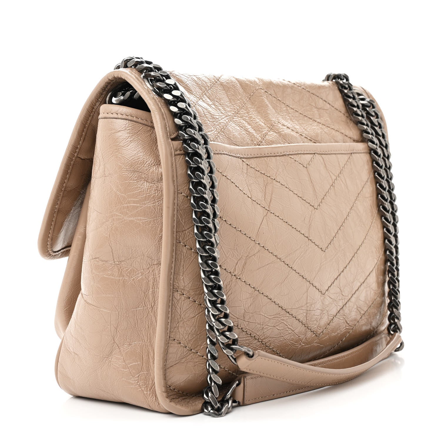 Saint Laurent Crinkled Calfskin Matelasse Monogram Medium Niki Chain Satchel Light Taupe 3 of 10