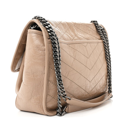 Saint Laurent Crinkled Calfskin Matelasse Monogram Medium Niki Chain Satchel Light Taupe 3 of 10