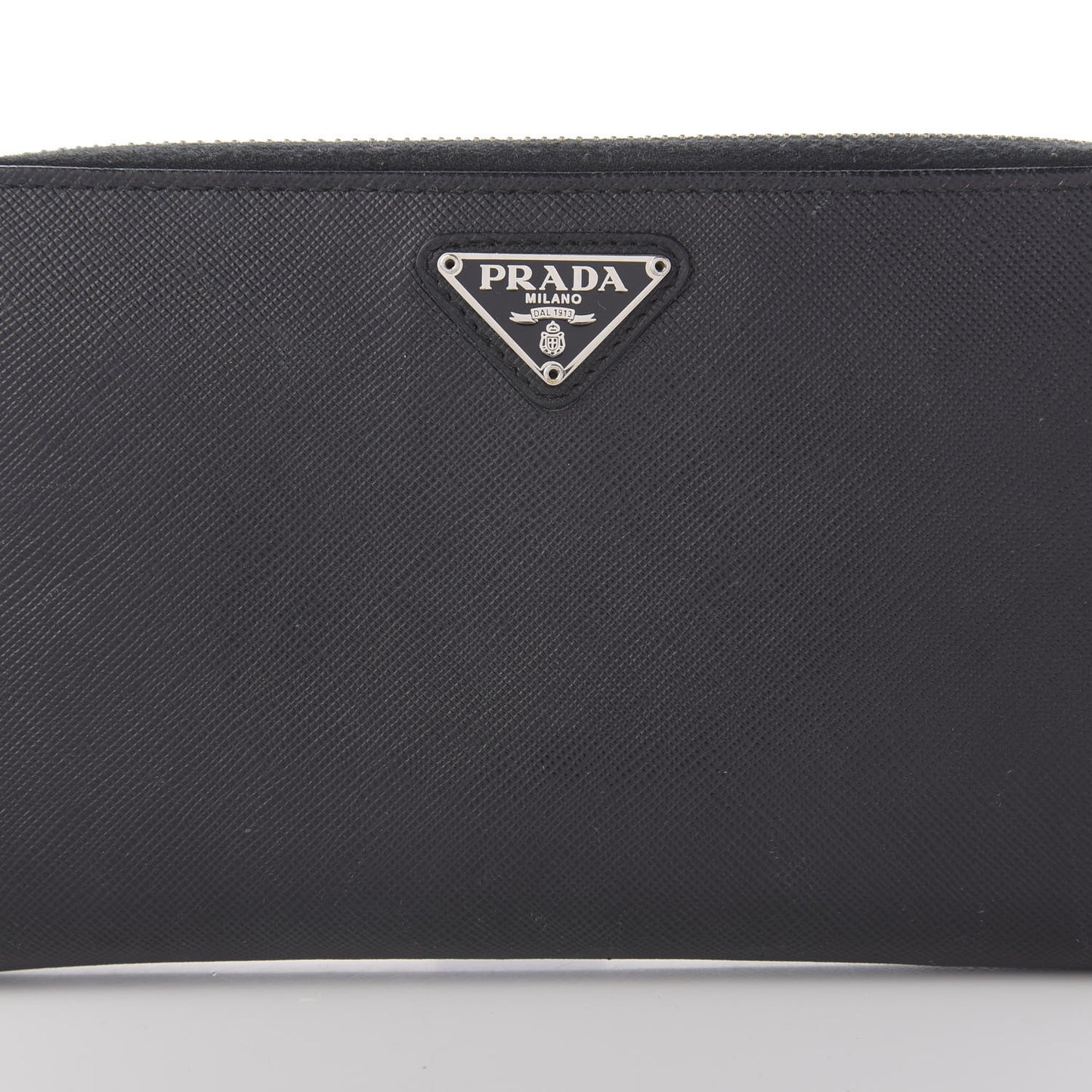 Saffiano Triangle Zip Around Wallet Black