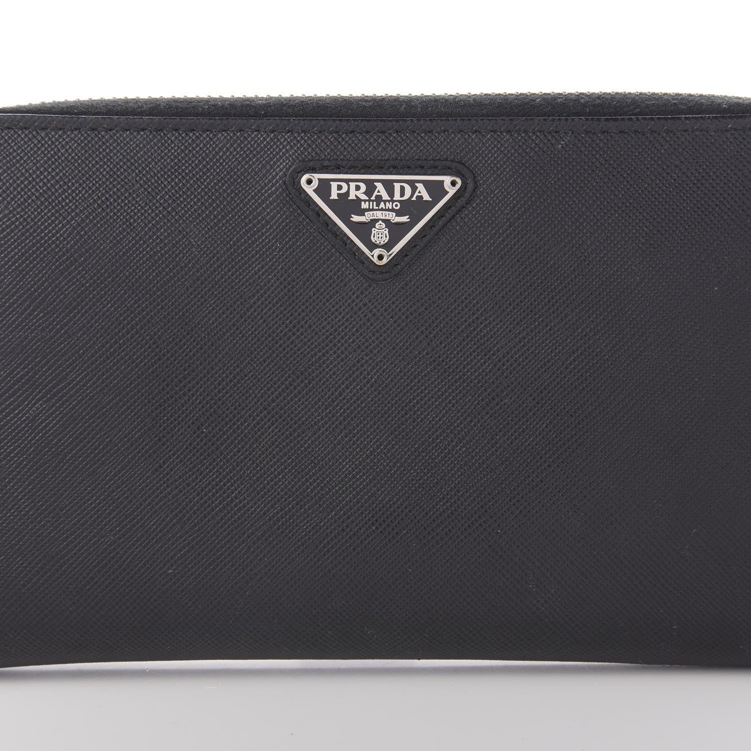 Prada Saffiano Triangle Zip Around Wallet Black 9 of 9