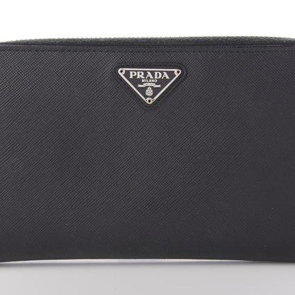 Prada Saffiano Triangle Zip Around Wallet Black 9 of 9