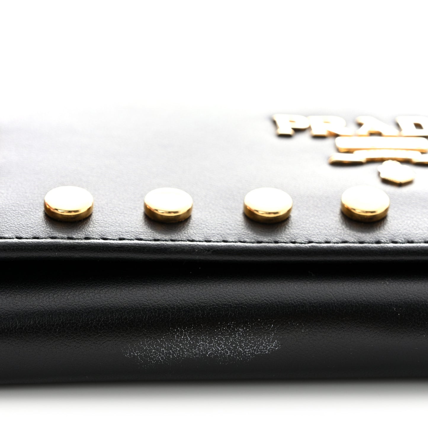 City Calf Studded Metal Continental Flap Travel Wallet Black