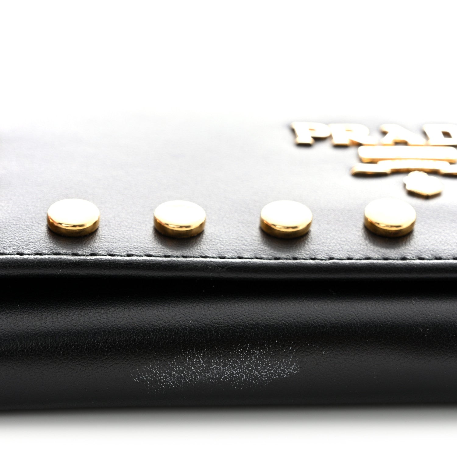 Prada City Calf Studded Metal Continental Flap Travel Wallet Black 11 of 11